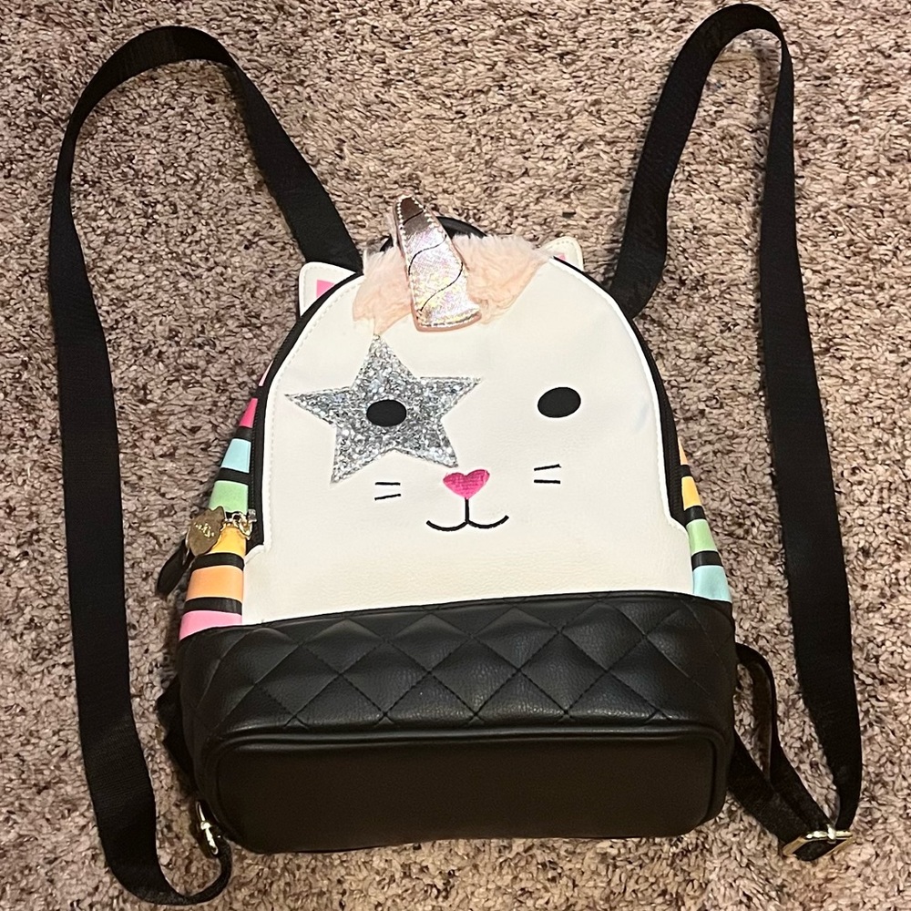 Betsey Johnson unicorn 🦄 cat 🐱 mini backpack purse punk ⭐️ bag 🎒